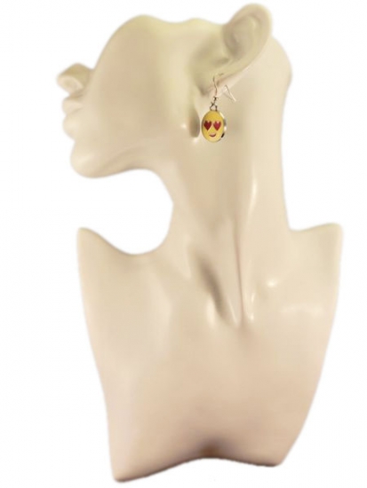 Preview: Smile Ohrringe Gesicht silberfarbe gelb Herz Liebe